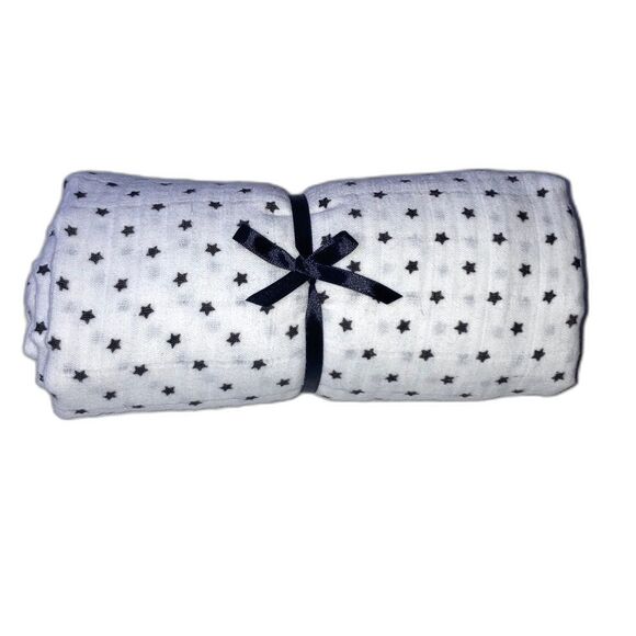NORDSTROM BABY Muslin Swaddle Blanket Twilight Sleepy Stars 48 x 44 inches - Picture 1 of 9